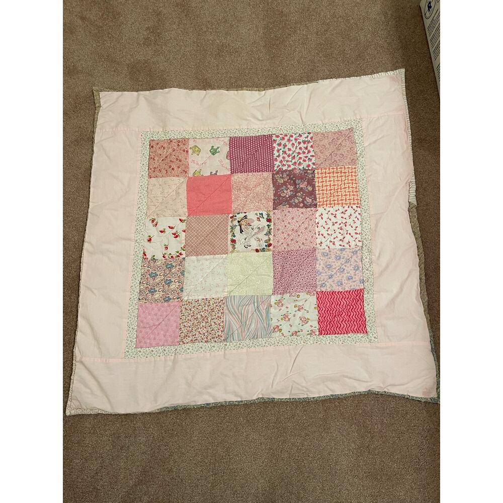 Pink patchwork baby quilt 31x31